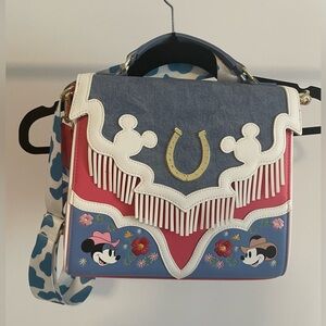 DISNEY Loungefly Western Mickey & Minnie Fringe Crossbody Bag